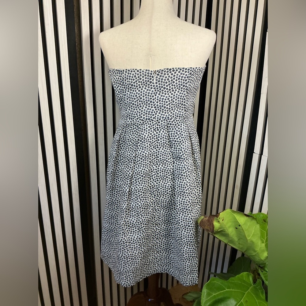 J. Crew Strapless Navy and White Dress Sz 8 - Picture 4 of 5